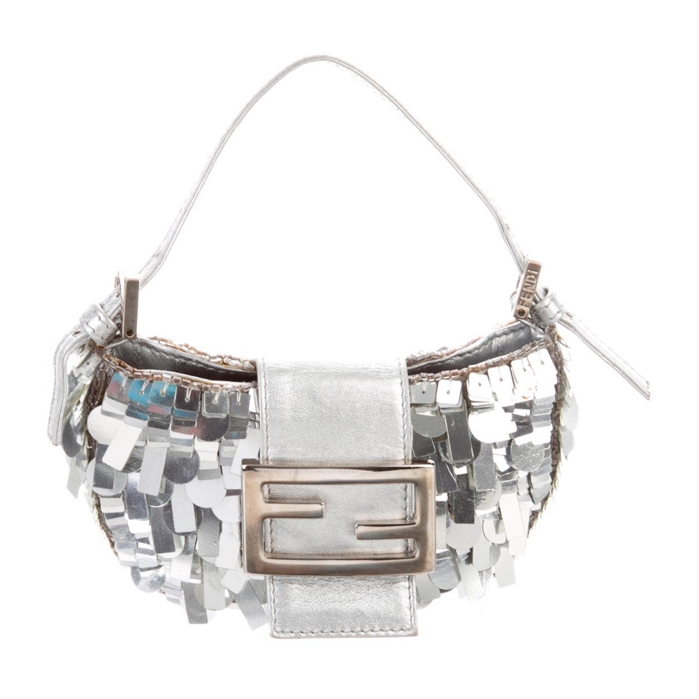 IN SEARCH OF Fendi silver sequin mini croissant bag